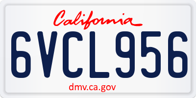 CA license plate 6VCL956