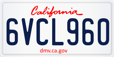 CA license plate 6VCL960