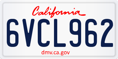 CA license plate 6VCL962