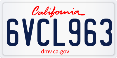 CA license plate 6VCL963
