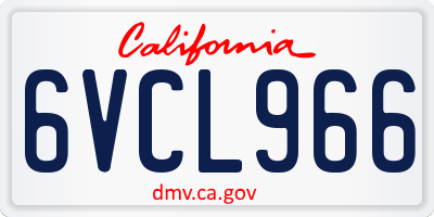 CA license plate 6VCL966