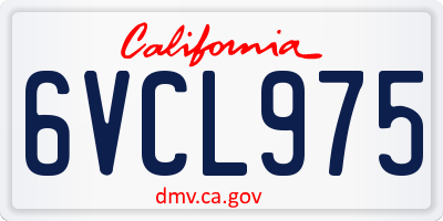 CA license plate 6VCL975