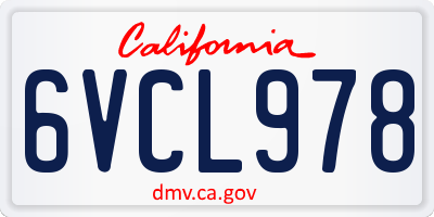 CA license plate 6VCL978