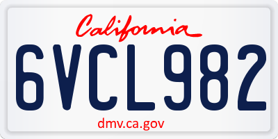 CA license plate 6VCL982