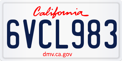 CA license plate 6VCL983