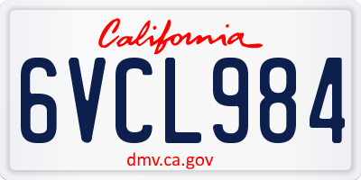 CA license plate 6VCL984
