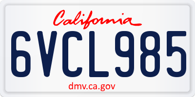 CA license plate 6VCL985