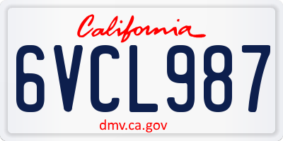 CA license plate 6VCL987