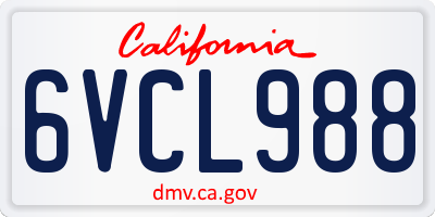 CA license plate 6VCL988