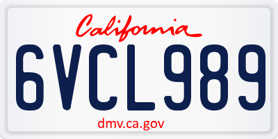 CA license plate 6VCL989