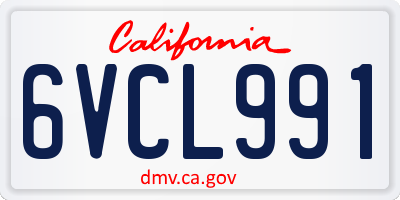 CA license plate 6VCL991
