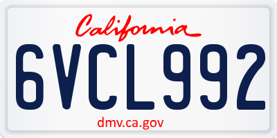 CA license plate 6VCL992