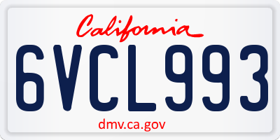 CA license plate 6VCL993