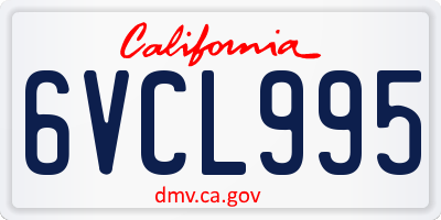 CA license plate 6VCL995