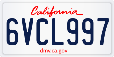 CA license plate 6VCL997