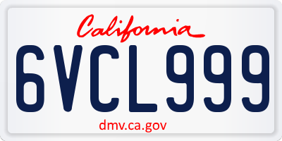 CA license plate 6VCL999