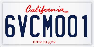 CA license plate 6VCM001