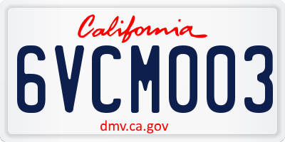 CA license plate 6VCM003