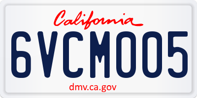 CA license plate 6VCM005