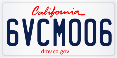 CA license plate 6VCM006