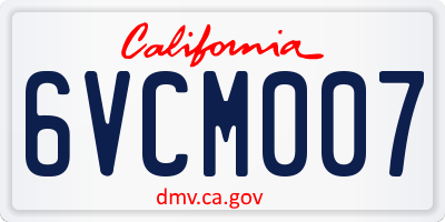 CA license plate 6VCM007