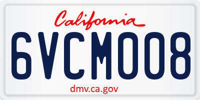 CA license plate 6VCM008