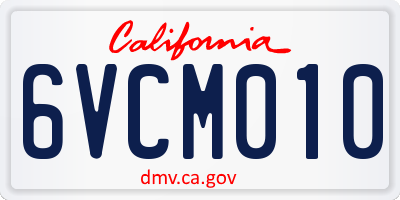 CA license plate 6VCM010