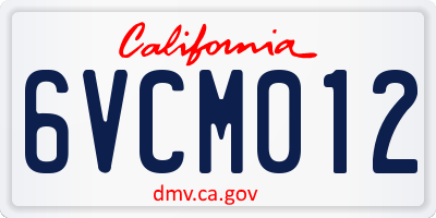 CA license plate 6VCM012