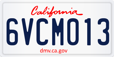 CA license plate 6VCM013