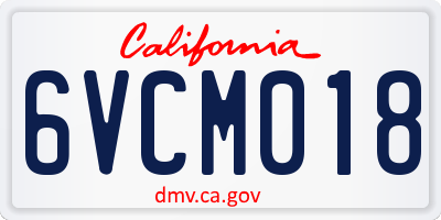 CA license plate 6VCM018