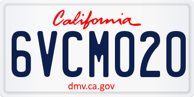 CA license plate 6VCM020
