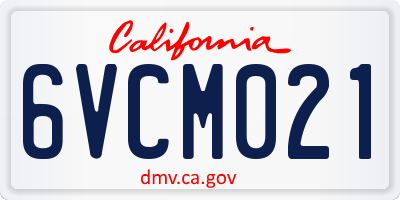 CA license plate 6VCM021