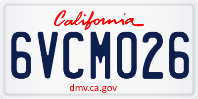 CA license plate 6VCM026