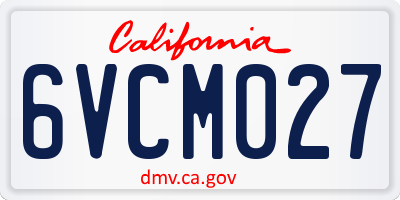 CA license plate 6VCM027
