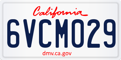CA license plate 6VCM029