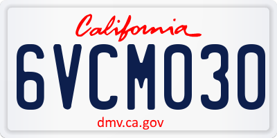 CA license plate 6VCM030