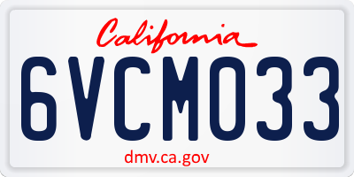 CA license plate 6VCM033