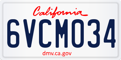 CA license plate 6VCM034