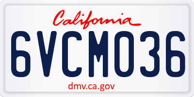 CA license plate 6VCM036