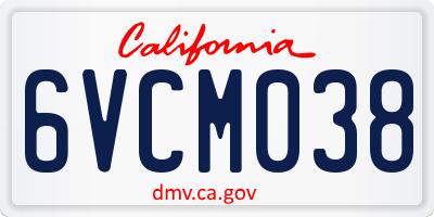 CA license plate 6VCM038