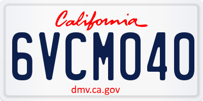 CA license plate 6VCM040