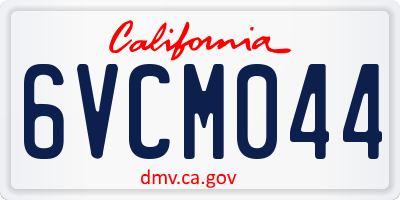 CA license plate 6VCM044