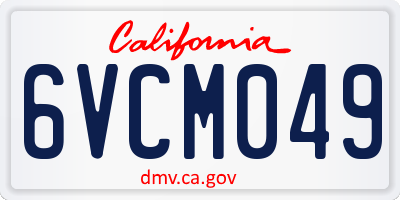 CA license plate 6VCM049