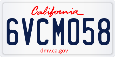 CA license plate 6VCM058