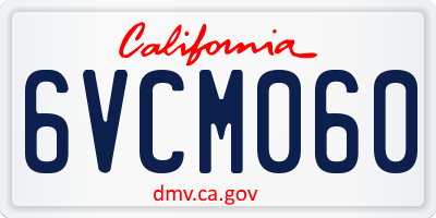 CA license plate 6VCM060