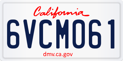 CA license plate 6VCM061