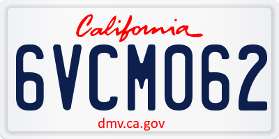 CA license plate 6VCM062