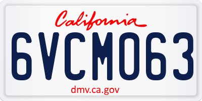 CA license plate 6VCM063