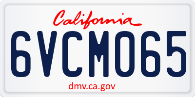 CA license plate 6VCM065