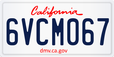CA license plate 6VCM067